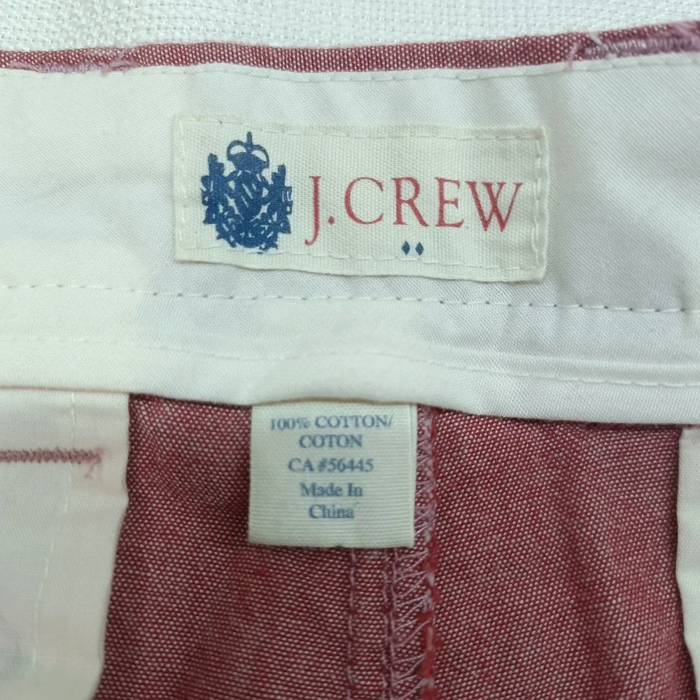 J. Crew Mens 33 Red 100% Cotton‎ Chino Shorts Beach Preppy Pockets